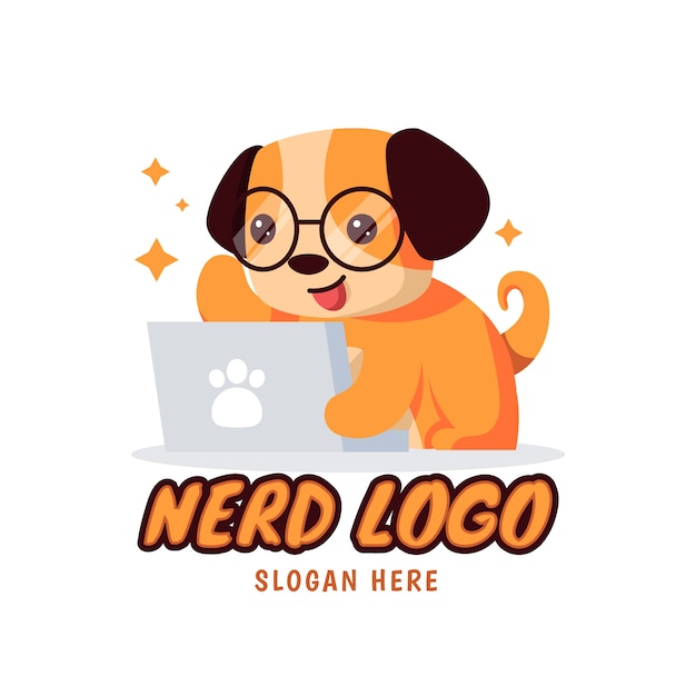 Flat design creative nerd logo template