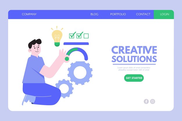 Flat design creative solutions landing page  template