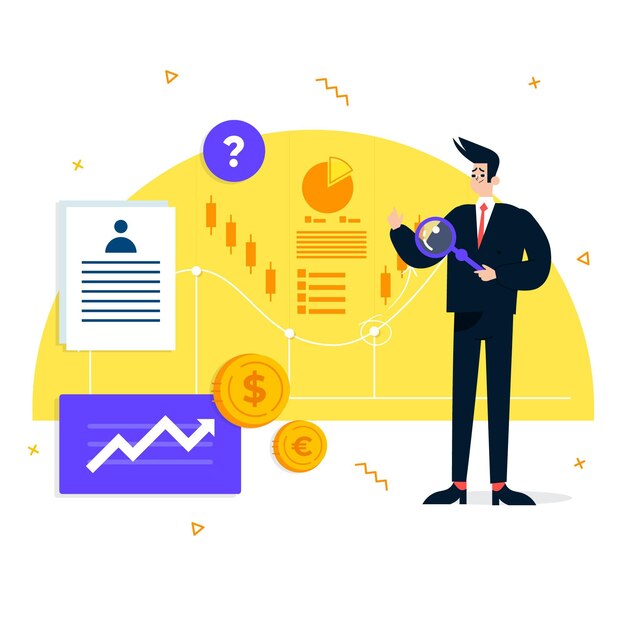 Flat design credit assessment with businessman