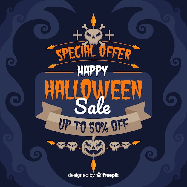 Free Vector flat design of creepy halloween sale