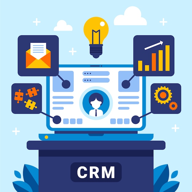 Free Vector flat design crm illustration