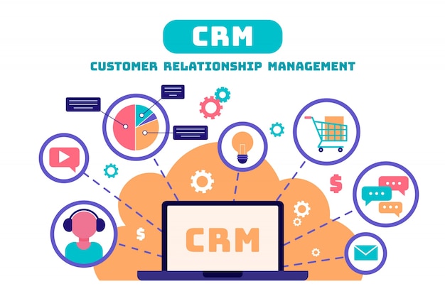 Flat design crm illustration