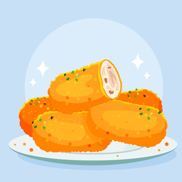 Flat design croquetas illustration