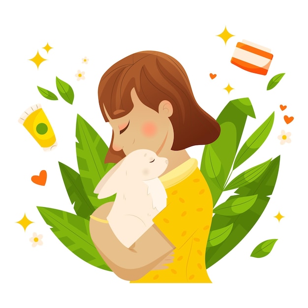 Flat design cruelty free and vegan illustration