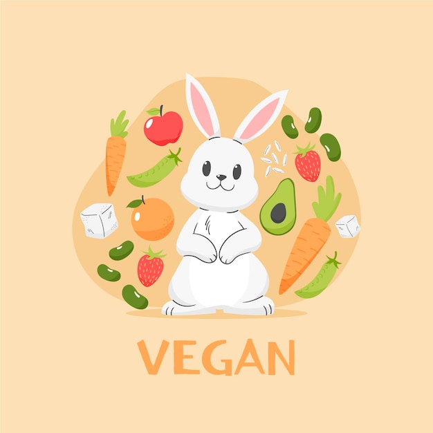 Free Vector flat design cruelty free and vegan illustration