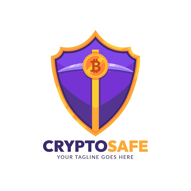 Flat design crypto mining logo template