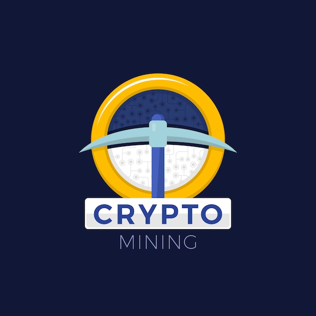 Flat design crypto mining logo