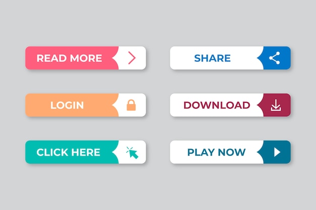 Flat design cta button collection