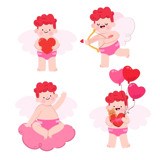 Free Vector flat design cupid character collection