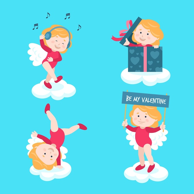 Flat design cupid character set