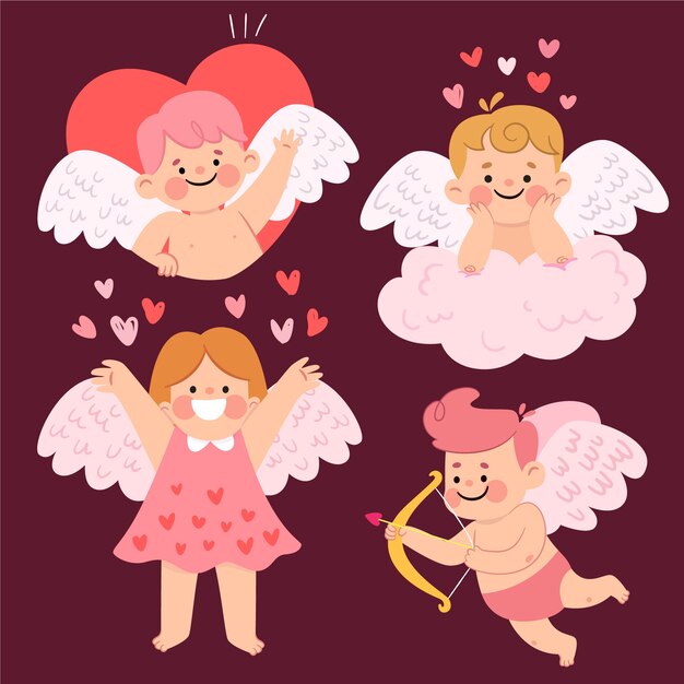 Flat design cupid character theme