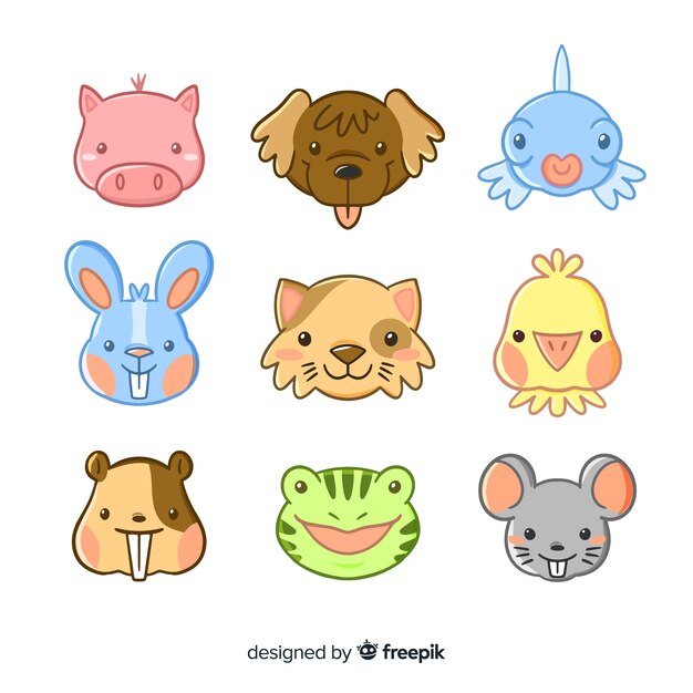 Flat design cute animal collection