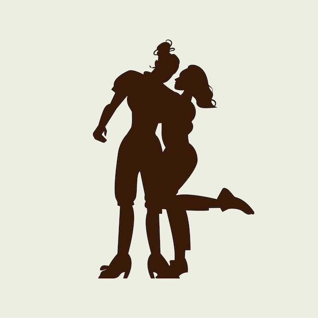 Free Vector flat design cute couple silhouette