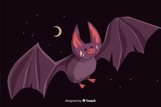 Flat design of cute halloween bat