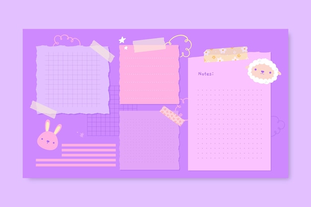 Flat design cute pastel desktop organizer wallpaper