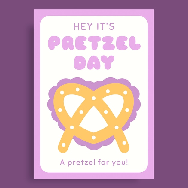 Flat design cute pretzel day gift card