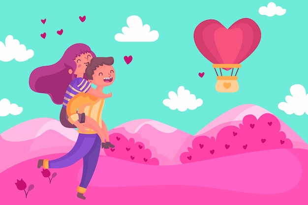 Flat design cute valentine's day background