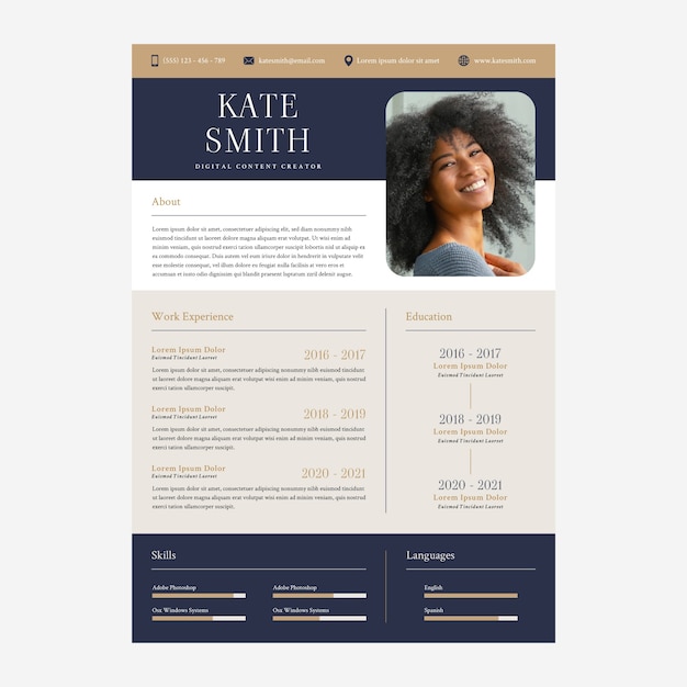 Free Vector flat design cv  template