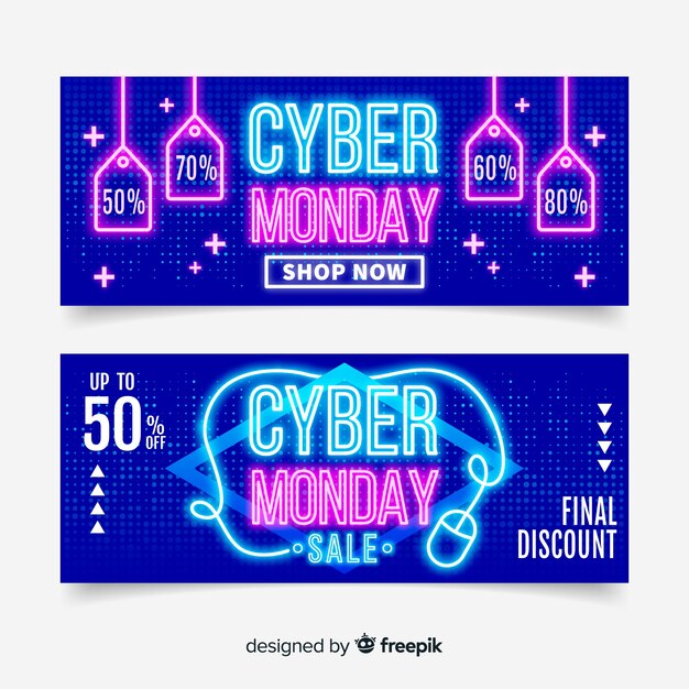 Flat design cyber monday banners template