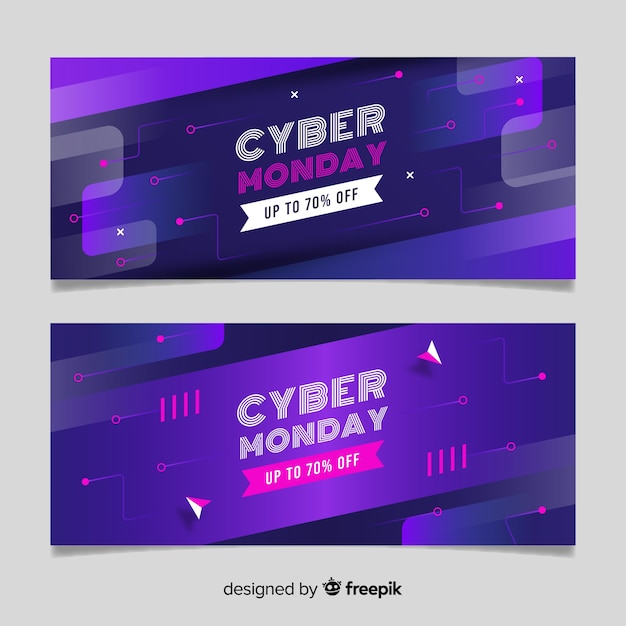 Free Vector flat design cyber monday banners template