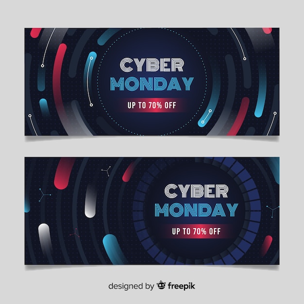 Free Vector flat design cyber monday banners template