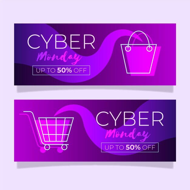 Flat design cyber monday banners