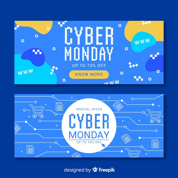 Flat design cyber monday banners