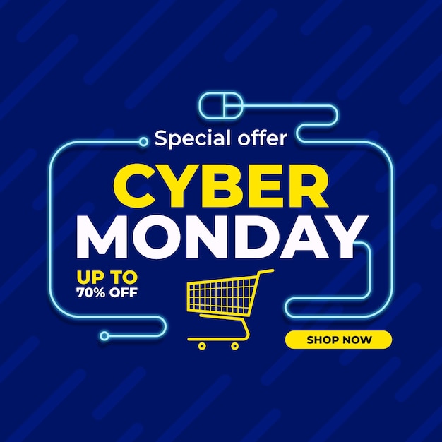 Flat design cyber monday concept