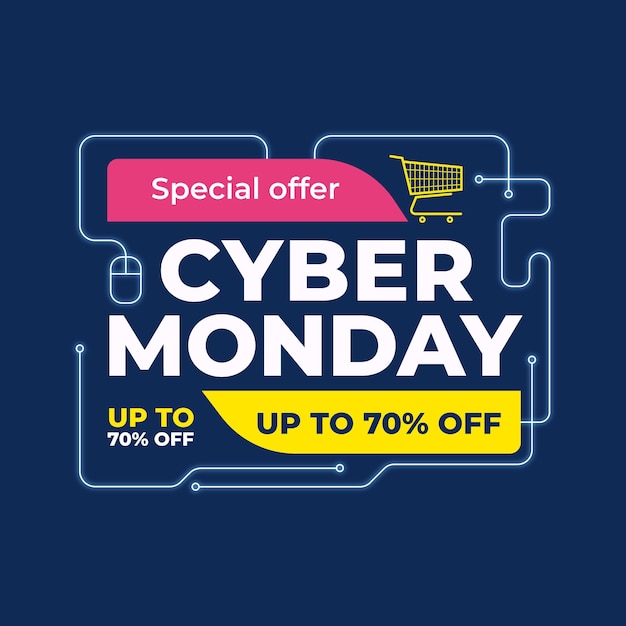 Flat design cyber monday concept