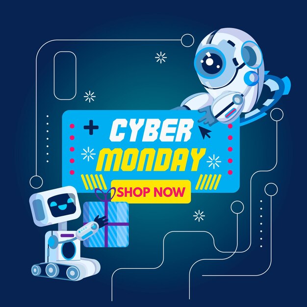 Flat design cyber monday concept