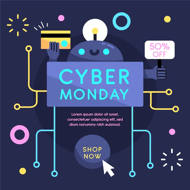 Free Vector flat design cyber monday concept