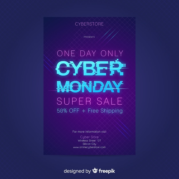 Flat design cyber monday flyer template