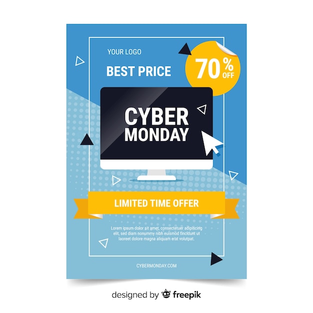 Flat design of cyber monday flyer template