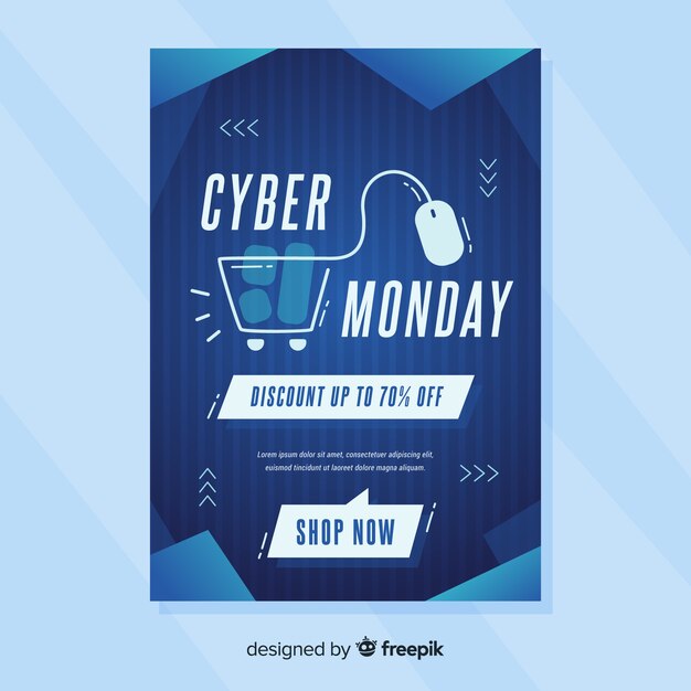 Flat design of cyber monday flyer template