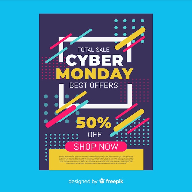 Free Vector flat design cyber monday flyer template