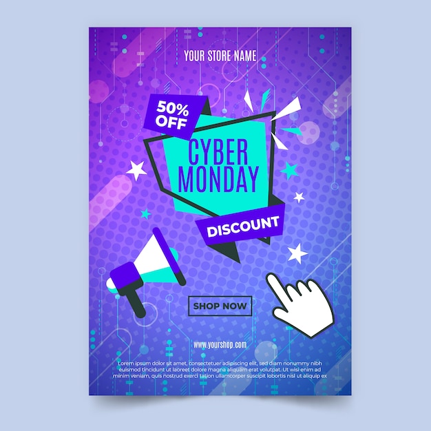 Free Vector flat design cyber monday flyer template