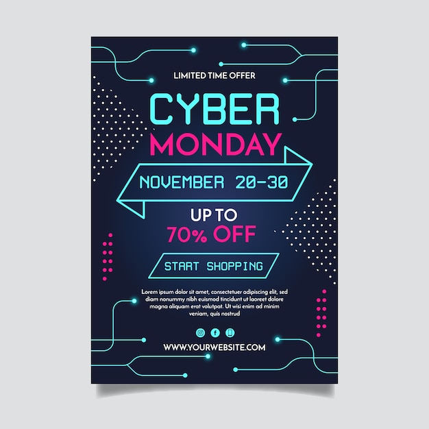 Free vector flat design cyber monday flyer template