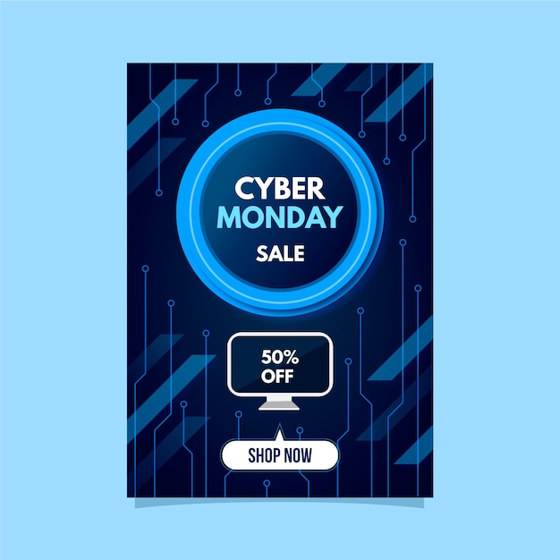 Free vector flat design cyber monday flyer template