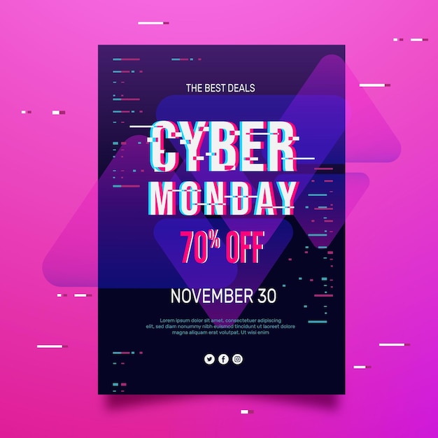 Free vector flat design cyber monday flyer template