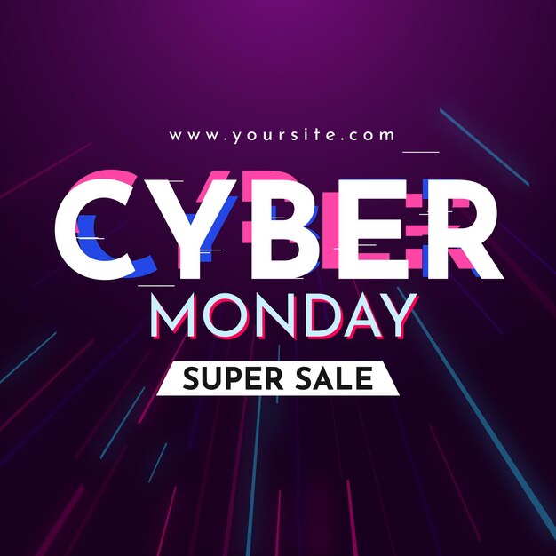 Flat design cyber monday speed lines