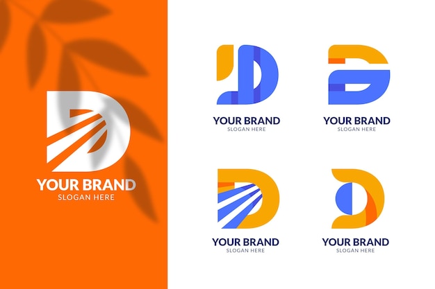 Flat design d logo template collection