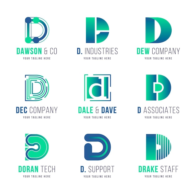 Free Vector flat design d logos collection