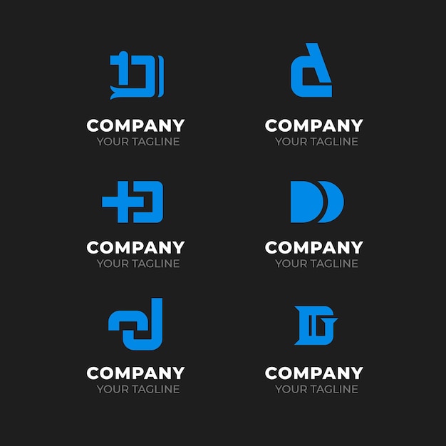 Flat design d logos collection