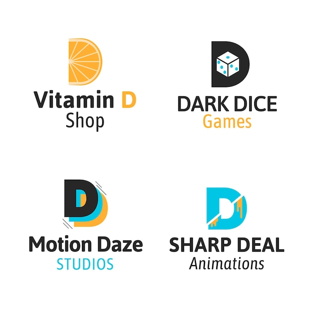 Flat design d logos collection