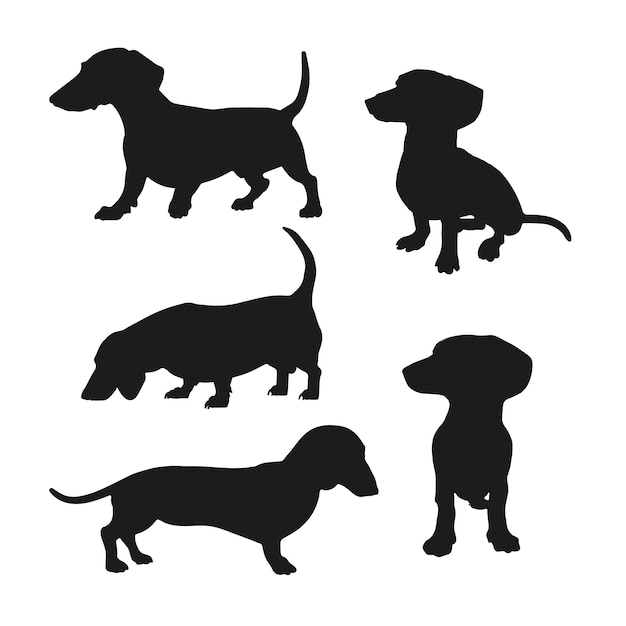 Free Vector flat design dachshund silhouette illustration