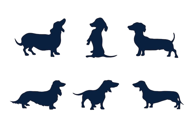 Free vector flat design dachshund silhouette set