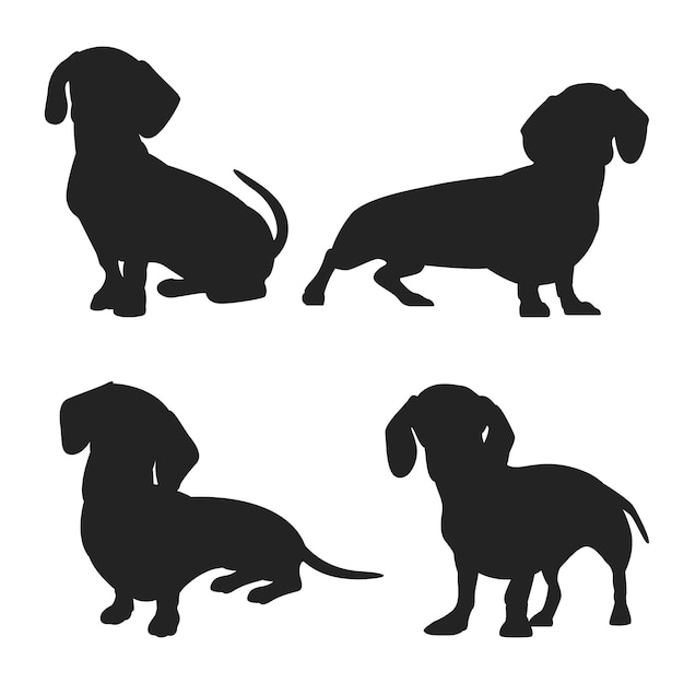 Free vector flat design dachshund silhouette set