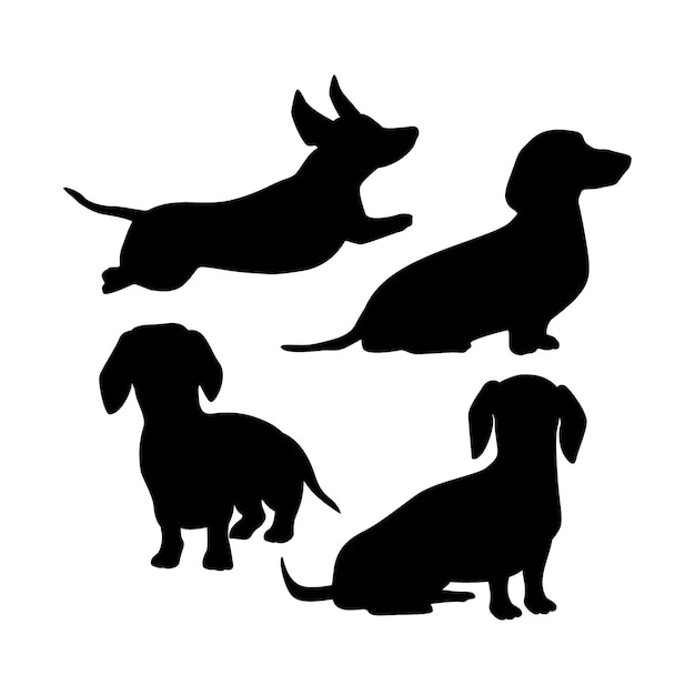 Free Vector flat design dachshund silhouette set