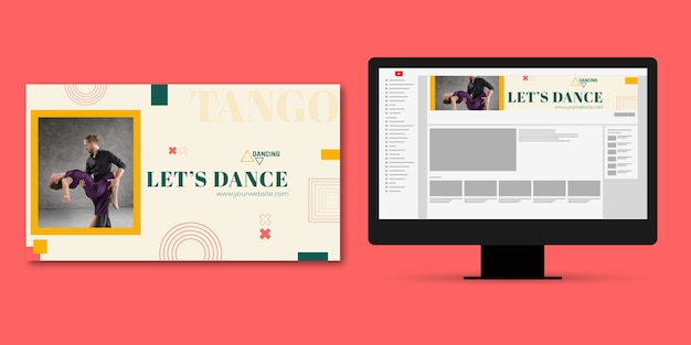 Flat design dance school geometric youtube channel art