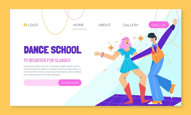 Free Vector flat design dance school landing page illustrated